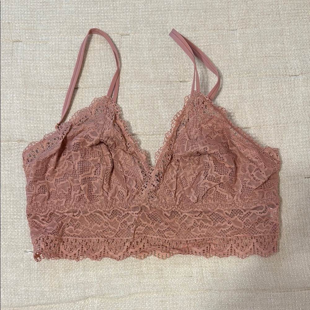 Soma Dusty Pink Lace Wireless Bra with Adjustable Straps M